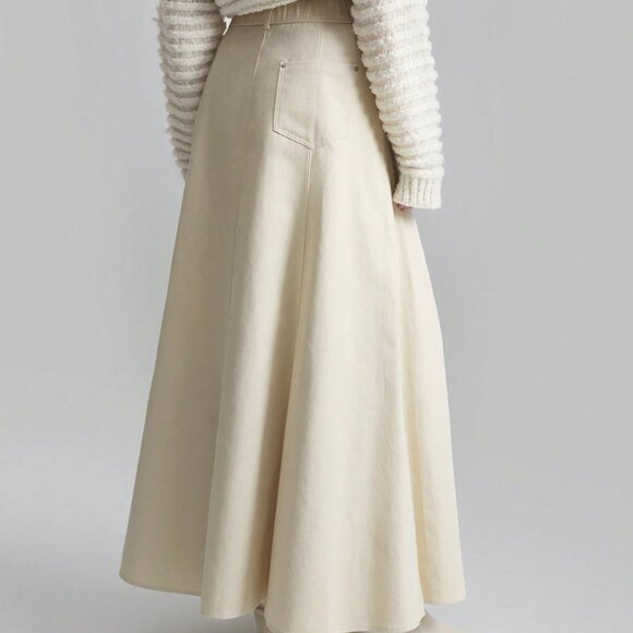 Apricot Minimalist Women's A-Line Midi Skirt - Picture 2 of 6